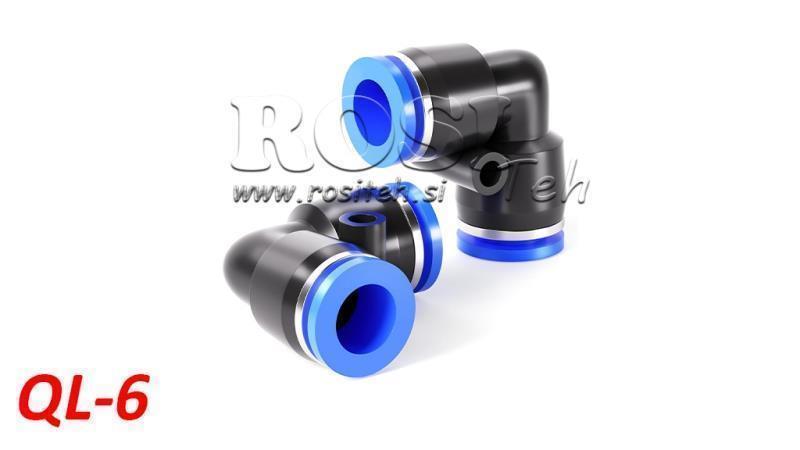 PNEUMATISK PLUG VINKELKONNEKTOR TPA UDEN TRÅD QL-6
