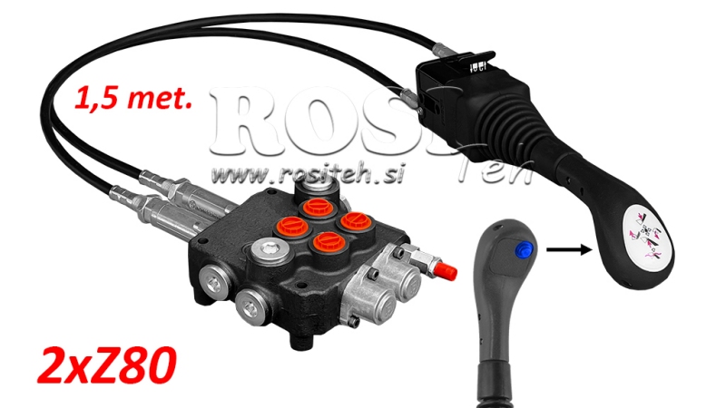 JOYSTICK 1x TLAČIDLO - BOWDEN LANKO 1,5 m + HYDRAULICKÝ VENTIL 2xZ80
