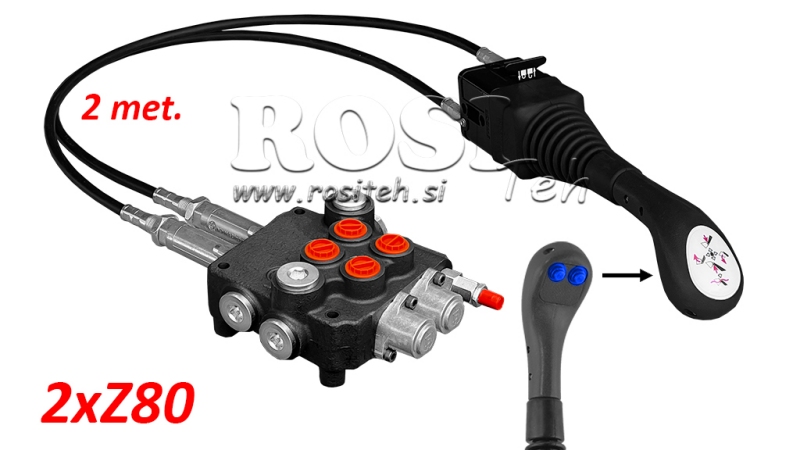JOYSTICK 2x TLAČIDLO - BOWDEN LANKO 2 m + HYDRAULICKÝ VENTIL 2xZ0