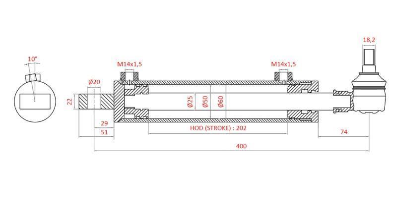 HYDRAULIC STEERING CYLINDER FIAT-NEW HOLLAND OEM-5189891