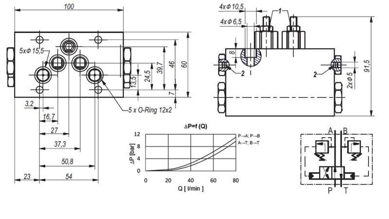 HYDRAULICKÝ VENTIL ROTÁCNY MECHANICKÝ PRE HLEVSKE BRUSH CETOP5 4/2 RHA
