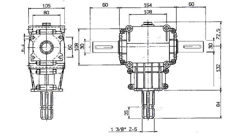 ANGLE GEAR PTO-R22T 1:2 (23HP-17kW)