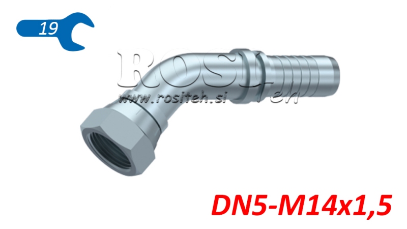 HYDRAULICKÉ PŘIPOJENÍ BSP ŽENSKÝ ELBOW 45° DN5-M14X1,5