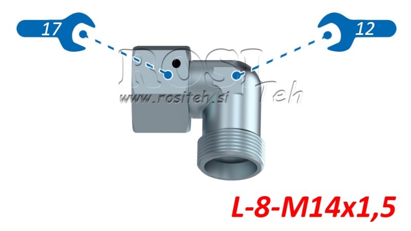 HIDRAVLIČNO KOLENO 90° L-8 Z VRTLJIVO MATICO M14x1,5 