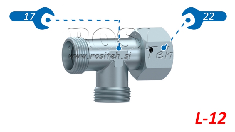 HIDRAULISKAIS T-GABALS L-12 AR SĀNU GROZĀMO UZGRIEZNI M18X1,5