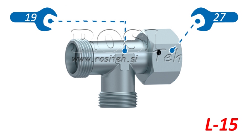 TRÓJNIK HYDRAULICZNY L-15 Z BOCZNĄ NAKRĘTKĄ OBROTOWĄ M22X1,5