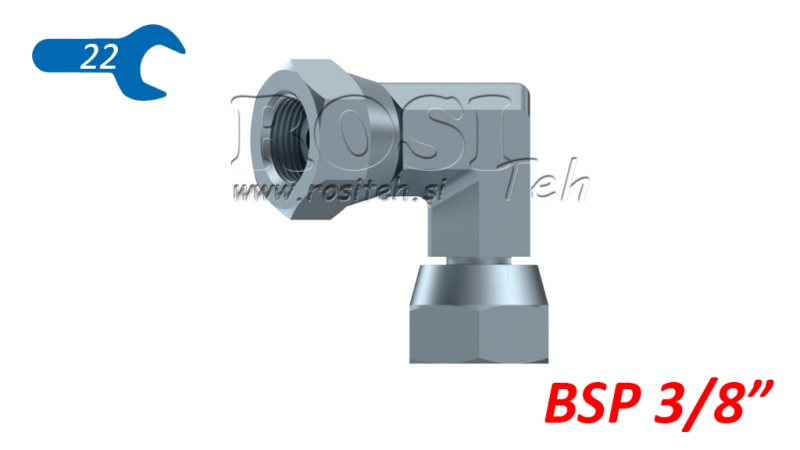 HIDRAVLIČNO KOLENO 90° KRATKO DVOJNA VRTLJIVA MATICA BSP3/8