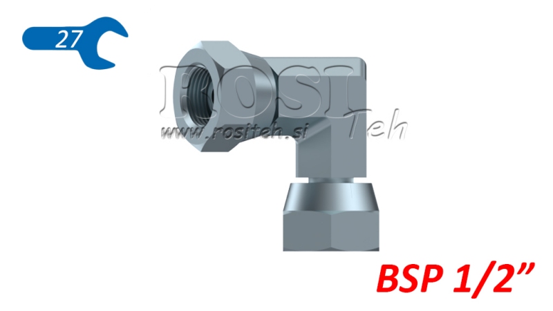 HIDRAVLIČNO KOLENO 90° KRATKO DVOJNA VRTLJIVA MATICA BSP1/2