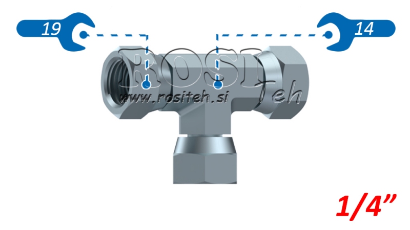 HYDRAULISCHE T-STUK MET DRAAIMOER BSP 1/4