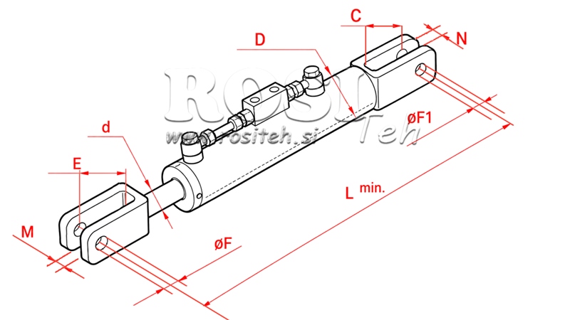 HYDRAULIC SIDE LINK - HURLIMANN 70/35MIN.550 TYPE (1) Φ 24/