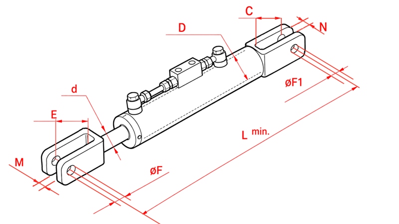 HYDRAULIC SIDE LINK - FIAT - NEW HOLLAND 80/40MIN.510 TYPE (1) Φ 26/22