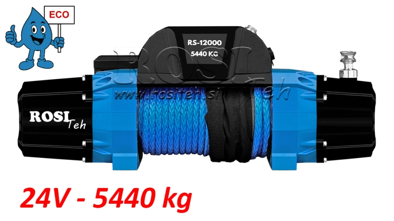 24 V ELEKTRINĖ GERVĖ RS-12000 - 5440 kg - SINTETINĖ VIRVĖ - ECO