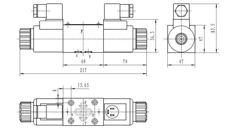 HYDRAULISCHES ELEKTROMAGNETISCHESVENTIL CETOP 3 12/24/230V N6_Dimensionen