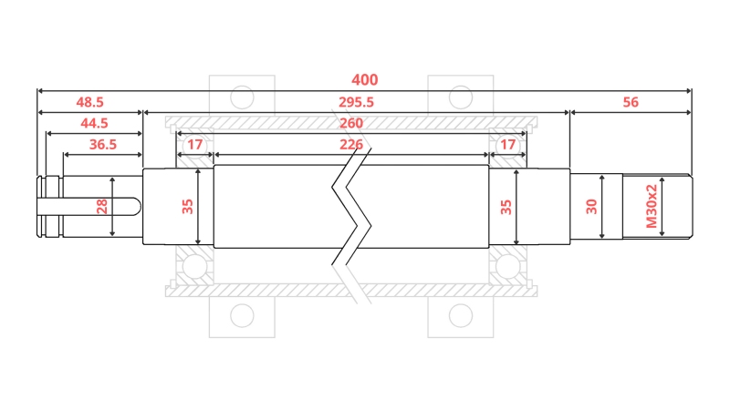 ÖNTVÉNY KÖRFŰRÉSZ TENGELY 400MM (JOBB MENET)
