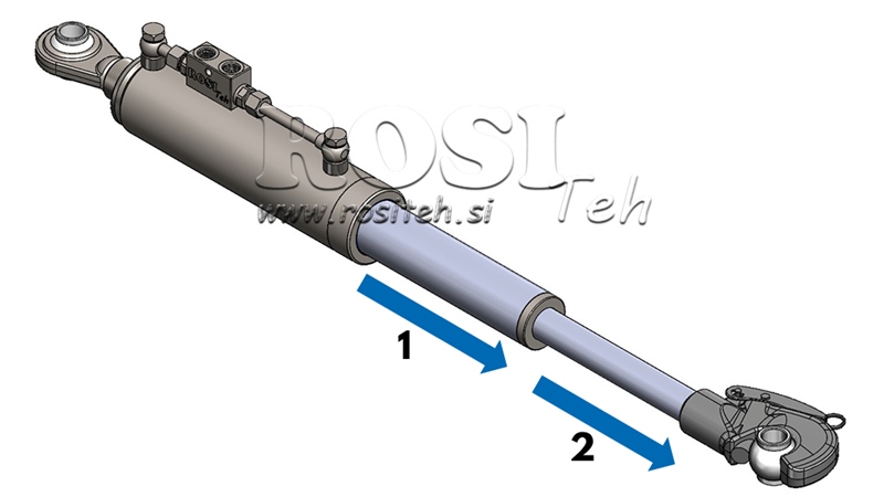 TELESCOPIC HYDRAULIC TOP LINK WITH HOOK - CAT. 2 (45-95 HP) - 480-697 mm (25,4 mm)