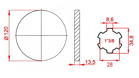 ADATTATORE CARDANICO CON FLANGIA 1-3/8 (125 mm)