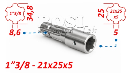 ADAPTADOR CARDÃ DE 21x25x5 (6 ESTRIAS) PARA 1-3/8 (140 mm)