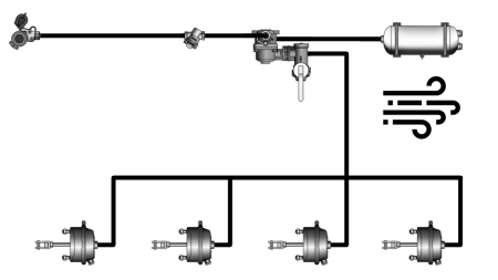 JUEGO DE FRENOS DE AIRE PARA REMOLQUE SISTEMA COMPLETO DE CIRCUITO SIMPLE 4 CILINDROS
