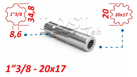 KARDANOVÝ ADAPTÉR Z 20x17 (12 DRÁŽOK) NA 1-3/8 (120 mm)