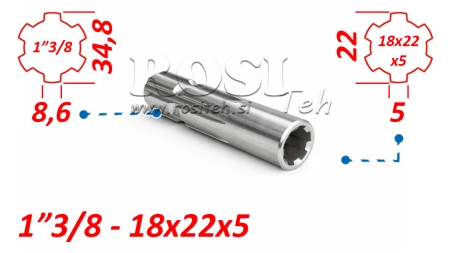 KARDANADAPTER FRAN 18x22x5 (6 SPLINES) TILL 1-3/8 (120 mm)