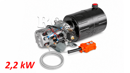 MINI UNIDAD DE POTENCIA HIDRÁULICA 24V DC - 2.2kW = 2.1cc - 8 lit - ensamblaje monofásico (metal)