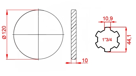 P.T.O. ADAPTERI FLANGE 1 3/4 L120