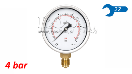 MANOMETRO DN100 VERTICAL 0 - 4 BAR - 1/2