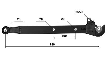 BRACCI DI SUPPORTO DEL TRATTORE IDRAULICA A 3 PUNTI CBM 70x20 mm - 780mm DO 75KM