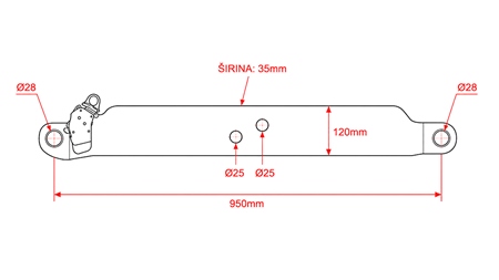 TRAKTORSKE NOSILNE ROKE TRI-TOČKOVNE HIDRAVLIKE CAT.3 120x35 mm - 950mm DO 140KM