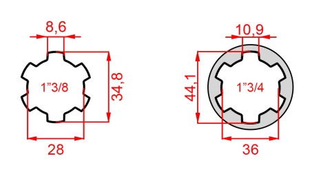ADAPTADOR CARDÁN DE 1-3/4 A 1-3/8 (165 mm)