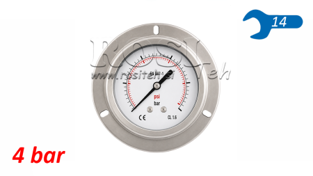 MANOMETER DN63 REAR 0 - 4 BAR - 1/4
