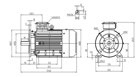 18,5kW-MOTORE ELETTRICO Y3 180M-4_1470giri 3fasi gambe+flangia-B3B5