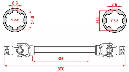 ECO KARDANVÕLL 890mm 30-75HP STANDARD