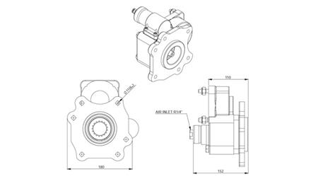 Dimensioner OUTPUT FOR HYDRAULISK PUMPE - MERCEDES ATEGO-2 - 6 HULER