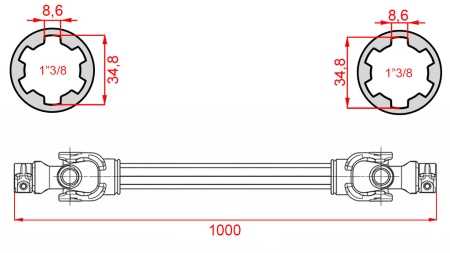 CE SERTIFISERT KARDANAKSEL PROFI LINE KAT.4 LENGDE 1000mm