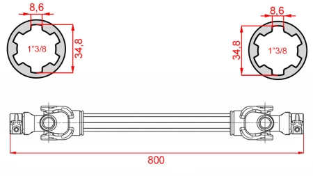 CE GECERTIFICEERDE KARDANAS PROFI LINE CAT.2 LENGTE 800mm