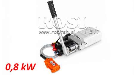 МИНИ ХИДРАВЛИЧНА УНИТ 24V DC - 0.8KW = 0.5CC - 1.5 ЛИТРА - ЕДНОДЕЙСТВЕН УНИТ (PVC) С РЪЧНА ПОМПА