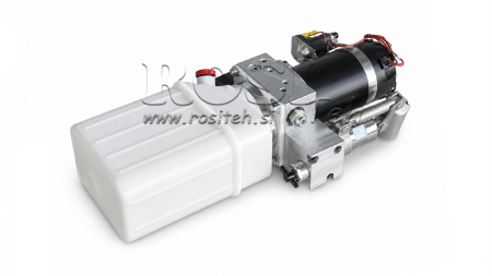 МИНИ ХИДРАВЛИЧНА УНИТ 24V DC - 0.8KW = 0.5CC - 1.5 ЛИТРА - ЕДНОДЕЙСТВЕН УНИТ (PVC) С РЪЧНА ПОМПА