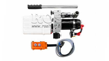 МИНИ ХИДРАВЛИЧНА УНИТ 24V DC - 0.8KW = 0.5CC - 1.5 ЛИТРА - ЕДНОДЕЙСТВЕН УНИТ (PVC) С РЪЧНА ПОМПА