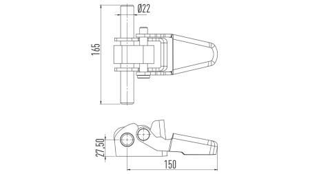 BOČNÝ PANT PRE PRÍVES S OTVORENÍM ZO SPODNEJ/HORNEJ STRANY