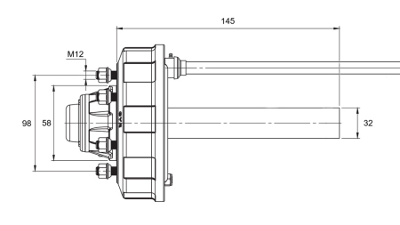HALBACHSE MIT BREMSEN - 450 kg (4 SCHRAUBEN) - 145 mm