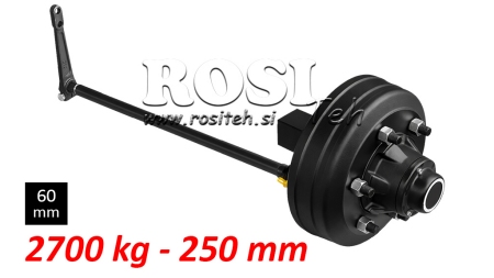 POLOOSA S BRZDAMI - 2700 kg (6 ŠROUBŮ) - 250 mm