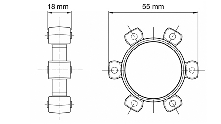 STJERNEKOBLING FOR GUMMIINNSATS ND11-ND13-ND15 (55mm)