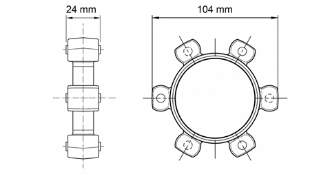 STJERNEKOBLING TIL GUMMIINDSATS ND43-ND44 (104mm)