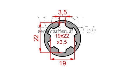 ZAPFWELLENADAPTER HÜLSE 19x22x3,5 (10 VERZAHNUNGEN) (40 mm)