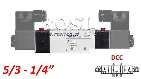 PNEUMATICKÝ ELEKTROVENTIL 5/3 BISTABILNÍ 1/4 PRT-0853-DCC