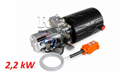 UNIDAD DE POTENCIA HIDRÁULICA MINI 24V CC - 2.2kW = 2.1cc - 8 litros - unidad monofásica CON BOMBA MANUAL