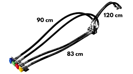 MANUÁLNÍ ROZDĚLOVACÍ VENTIL S HADICEMI PRO VÝSTUP SKLÁPĚČE TRAKTORU DF-6/2 60LIT/MIN