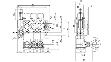 MANUEL DISTRIBUTEUR HYDRAULIQUE MONOBLOC 3xZ50