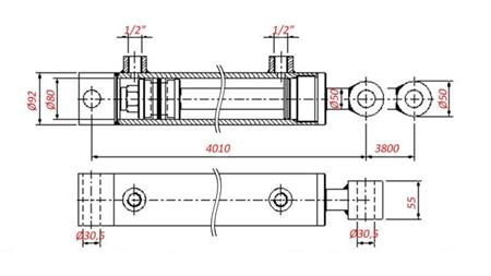 HYDRAULINEN SYLINTERI VAUNUN VETÄMISEEN - REIKÄ 80/50-3800